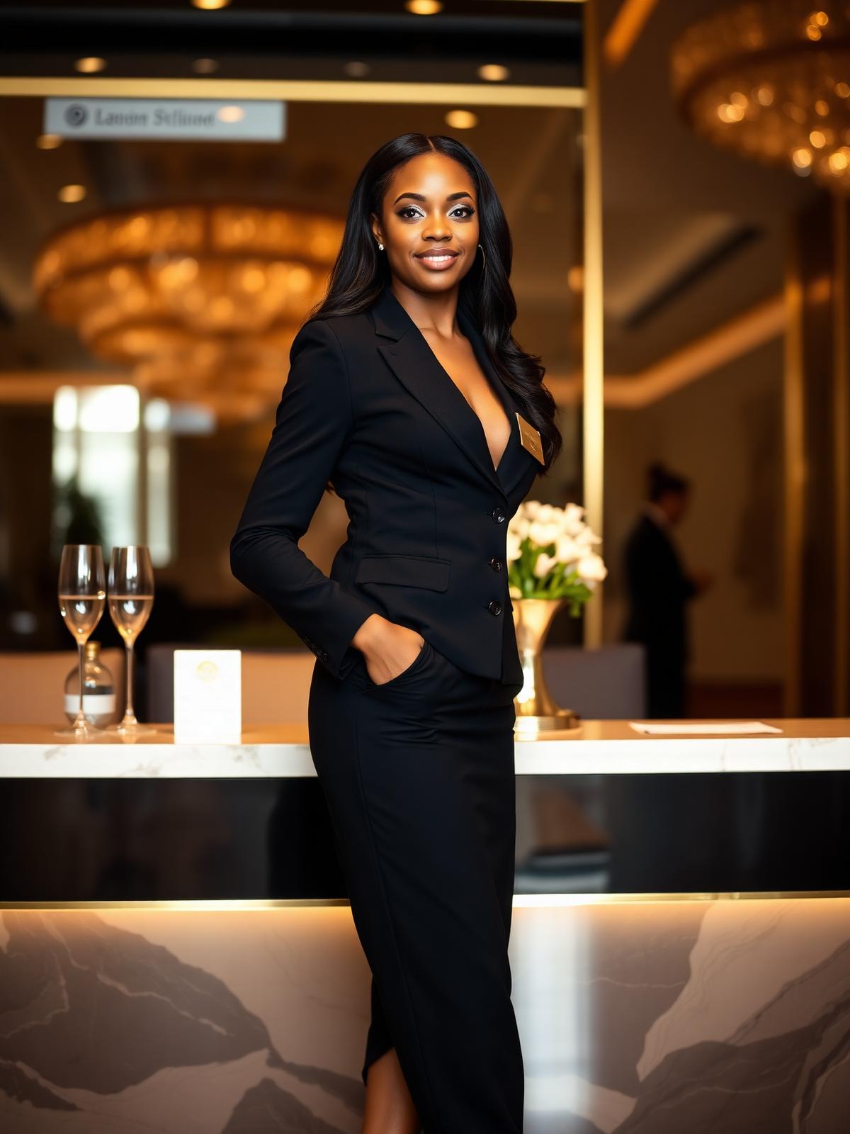 Professional Osprey Concept hostess welcoming guests at a luxury conference